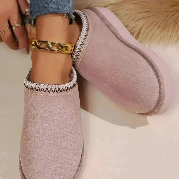 Baby Pink Women's Ultra-Soft Plush Cozy Anti-Slip Slip-On Slippers - Picture 4 of 6